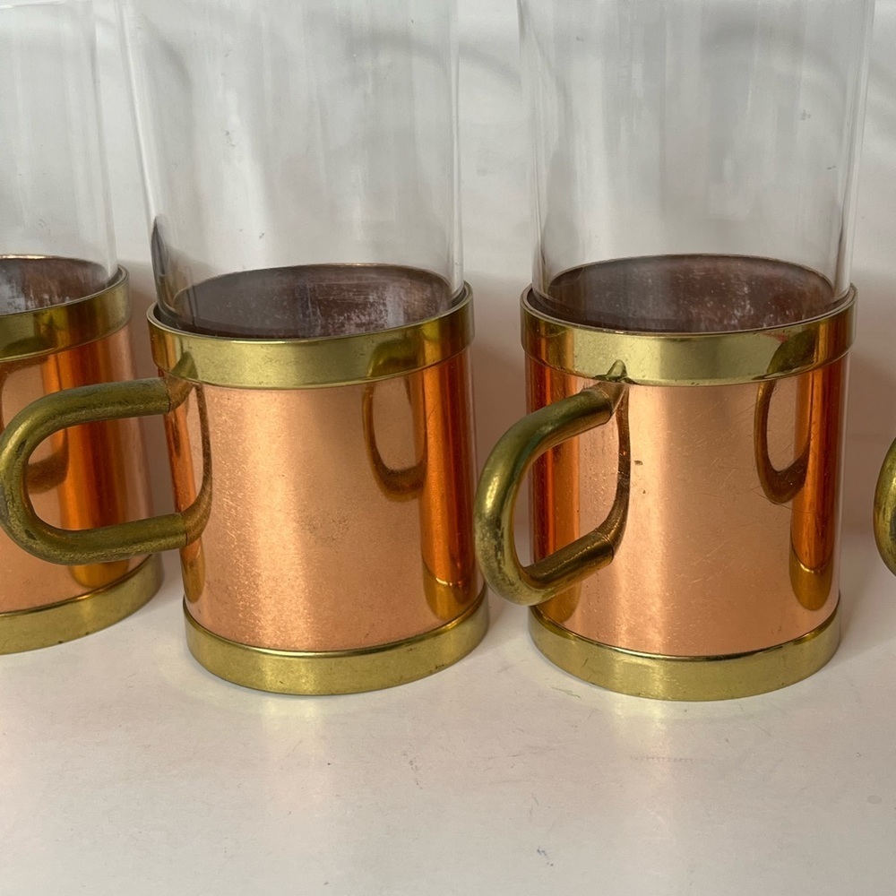 Mid-Century Modern Copper Irish Coffee Tea Glass - Set of 4 - Picture 9 of 16